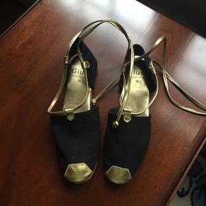 Italian espadrilles with gold lace straps